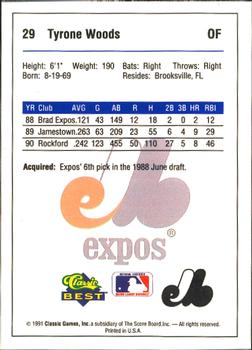 1991 Classic Best West Palm Beach Expos #29 Tyrone Woods Back