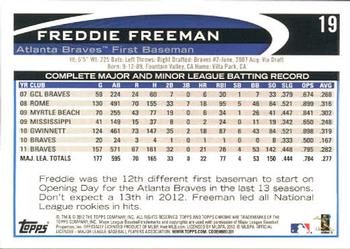 2012 Topps Chrome #19 Freddie Freeman Back