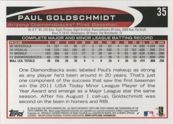 2012 Topps Chrome #35 Paul Goldschmidt Back