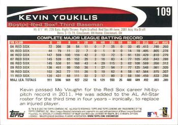 2012 Topps Chrome #109 Kevin Youkilis Back