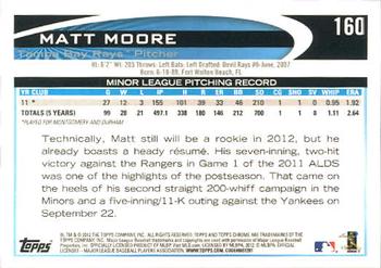 2012 Topps Chrome #160 Matt Moore Back