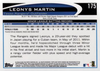 2012 Topps Chrome #175 Leonys Martin Back