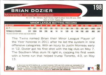 2012 Topps Chrome #198 Brian Dozier Back