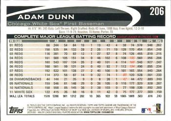 2012 Topps Chrome #206 Adam Dunn Back