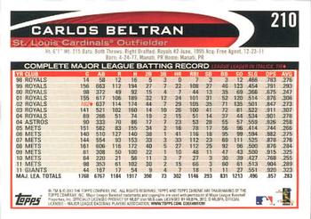 2012 Topps Chrome #210 Carlos Beltran Back