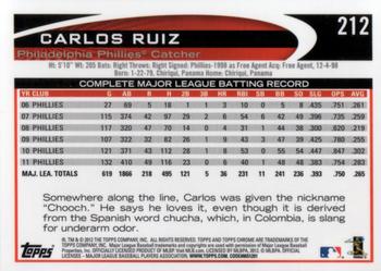2012 Topps Chrome #212 Carlos Ruiz Back
