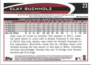 2012 Topps Chrome - Gold Refractors #23 Clay Buchholz Back