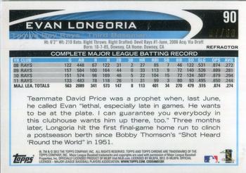 2012 Topps Chrome - Gold Refractors #90 Evan Longoria Back