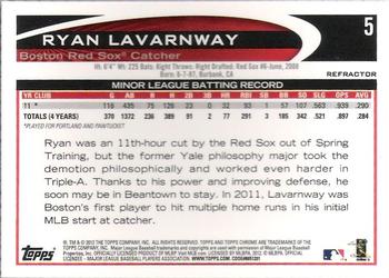 2012 Topps Chrome - Purple Refractors #5 Ryan Lavarnway Back