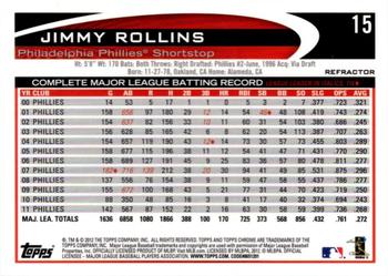 2012 Topps Chrome - Purple Refractors #15 Jimmy Rollins Back