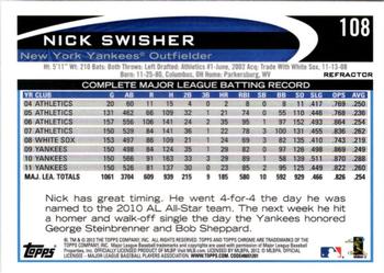 2012 Topps Chrome - Purple Refractors #108 Nick Swisher Back