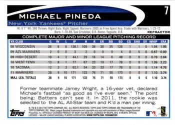 2012 Topps Chrome - Refractors #7 Michael Pineda Back