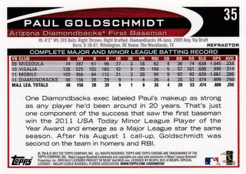 2012 Topps Chrome - Refractors #35 Paul Goldschmidt Back