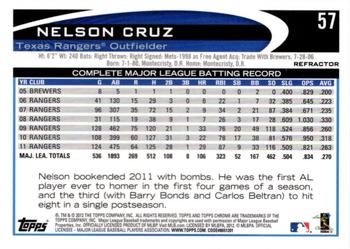 2012 Topps Chrome - Refractors #57 Nelson Cruz Back