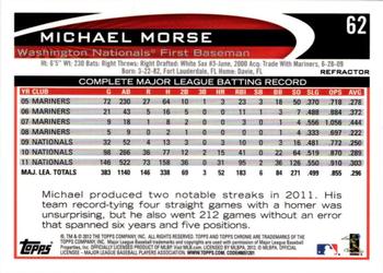 2012 Topps Chrome - Refractors #62 Michael Morse Back