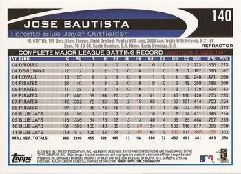 2012 Topps Chrome - Refractors #140 Jose Bautista Back