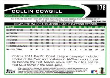 2012 Topps Chrome - Refractors #178 Collin Cowgill Back