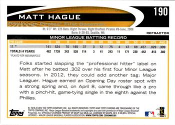 2012 Topps Chrome - Refractors #190 Matt Hague Back