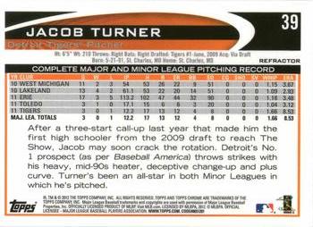 2012 Topps Chrome - X-Fractors #39 Jacob Turner Back