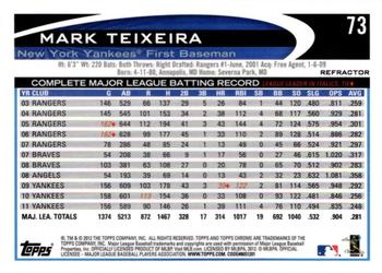 2012 Topps Chrome - X-Fractors #73 Mark Teixeira Back