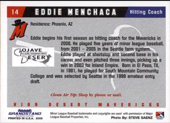 2008 Grandstand High Desert Mavericks #16 Eddie Menchaca Back
