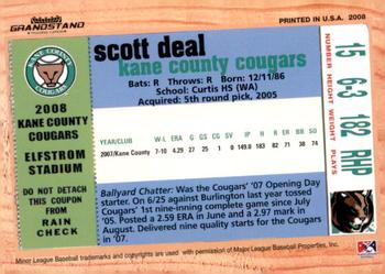2008 Grandstand Kane County Cougars #NNO Scott Deal Back