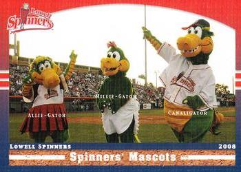 2008 Grandstand Lowell Spinners #NNO Allie-Gator / Millie-Gator / Canaligator Front