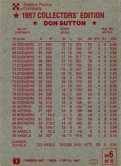 1987 Ralston Purina #6 Don Sutton Back