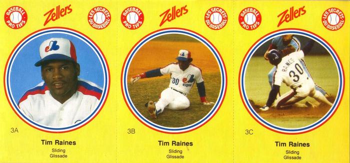 1982 Zellers Montreal Expos - 3-Card Panels #3A / 3B / 3C Tim Raines Front