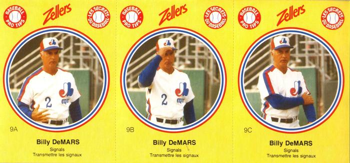 1982 Zellers Montreal Expos - 3-Card Panels #9A / 9B / 9C Billy DeMars Front