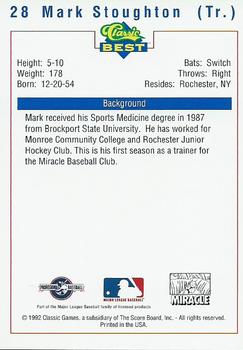 1992 Classic Best Fort Myers Miracle #28 Mark Stoughton Back