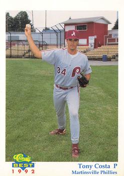 1992 Classic Best Martinsville Phillies #6 Tony Costa Front
