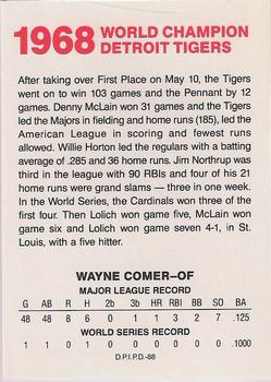1988 Domino's Detroit Tigers #NNO Wayne Comer Back