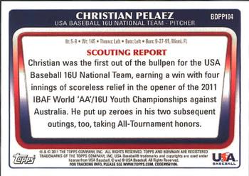 2011 Bowman Draft Picks & Prospects - Prospects #BDPP104 Christian Pelaez Back