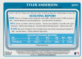 2011 Bowman Draft Picks & Prospects - Chrome Prospects #BDPP3 Tyler Anderson Back