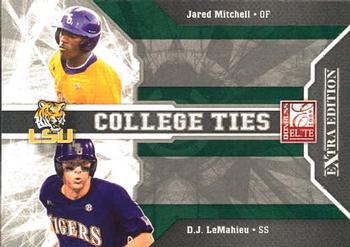2009 Donruss Elite Extra Edition - College Ties Green #15 Jared Mitchell / D.J. LeMahieu Front