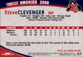 2008 Grandstand Tennessee Smokies #NNO Steve Clevenger Back