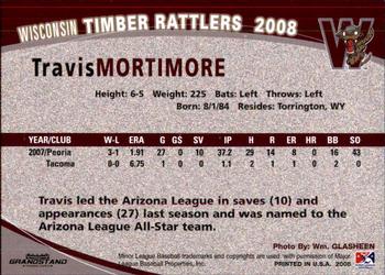 2008 Grandstand Wisconsin Timber Rattlers #NNO Travis Mortimore Back