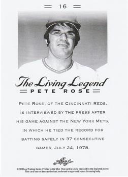 2012 Leaf Pete Rose The Living Legend #16 Pete Rose Back