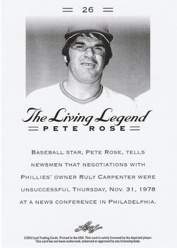 2012 Leaf Pete Rose The Living Legend #26 Pete Rose Back