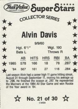 1986 True Value #21 Alvin Davis Back
