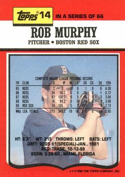 1990 Topps TV Boston Red Sox #14 Rob Murphy Back
