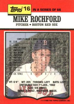 1990 Topps TV Boston Red Sox #16 Mike Rochford Back