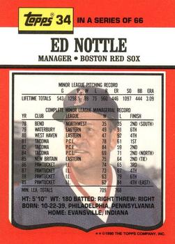1990 Topps TV Boston Red Sox #34 Ed Nottle Back