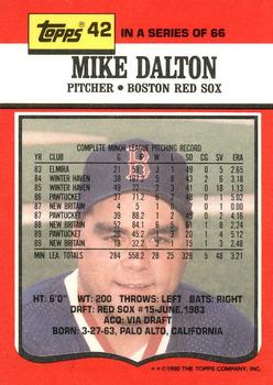 1990 Topps TV Boston Red Sox #42 Mike Dalton Back