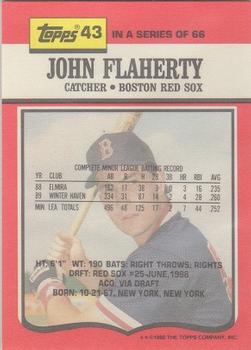 1990 Topps TV Boston Red Sox #43 John Flaherty Back