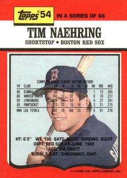 1990 Topps TV Boston Red Sox #54 Tim Naehring Back