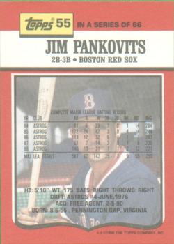 1990 Topps TV Boston Red Sox #55 Jim Pankovits Back