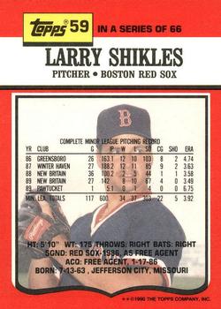1990 Topps TV Boston Red Sox #59 Larry Shikles Back