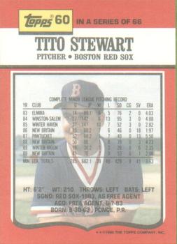 1990 Topps TV Boston Red Sox #60 Tito Stewart Back